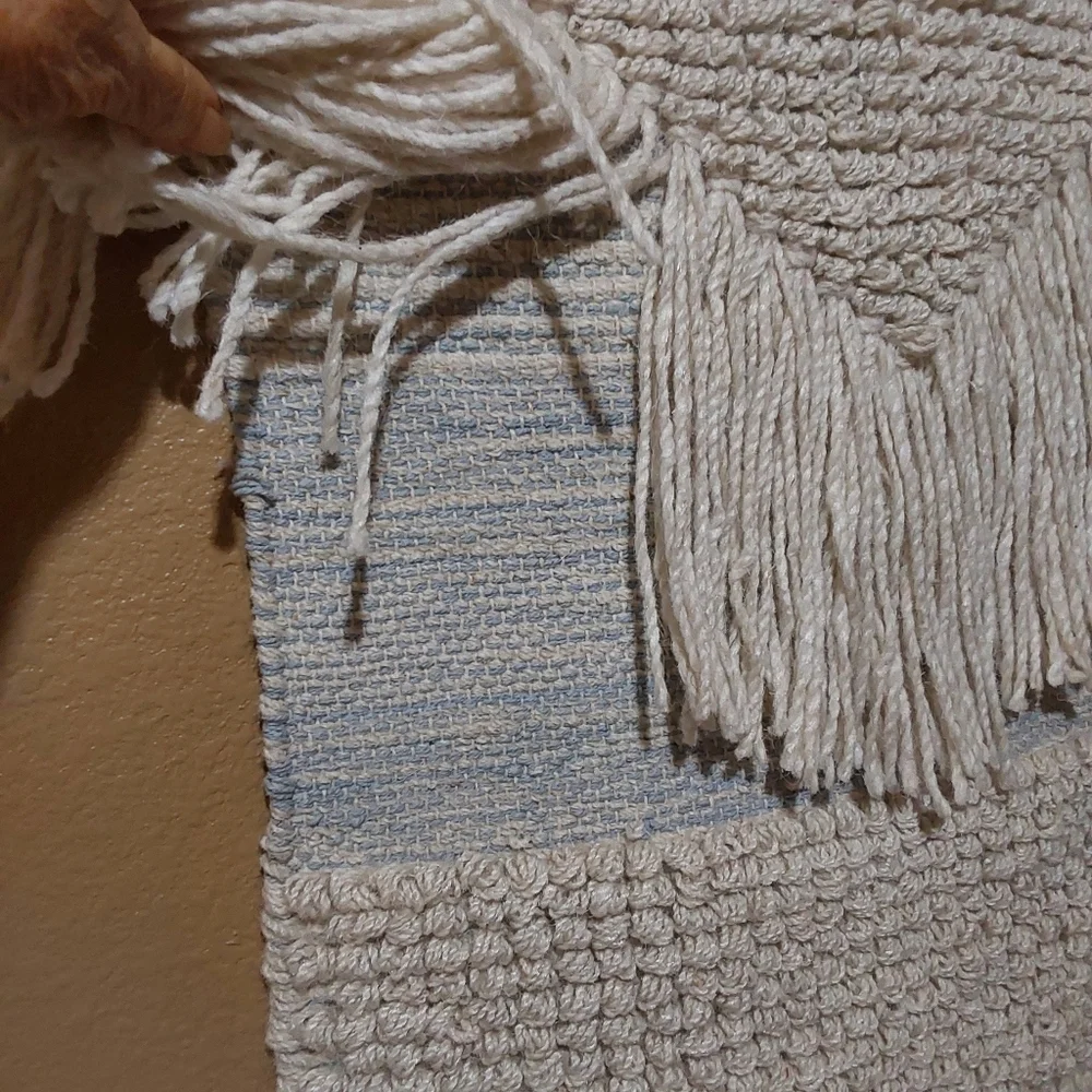 🌺 NEW Handcrafted Cream & Blue Tapestry Wall Hanging